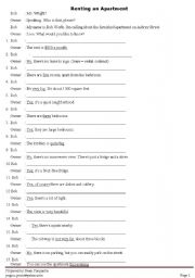 English worksheet: Renting an apartment