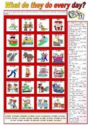 English Worksheet: What do they do every day? (exercises - present simple) - fully editable