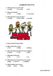 English worksheet: ALIENS IN THE ATTIC 15 FIRST  MINUTES