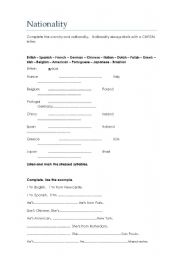 English worksheet: Nationality - Where are you from?