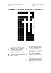 English Worksheet: crossword puzzle-osmosis and diffusion