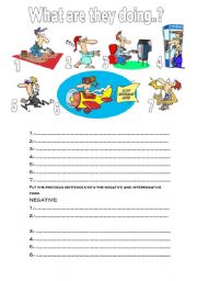English worksheet: What are they doing..?