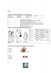 English Worksheet: worksheet for 7th grade