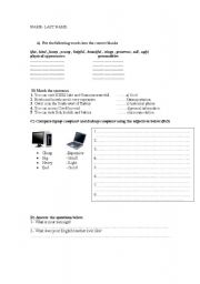 English Worksheet: Worksheet on several subjects
