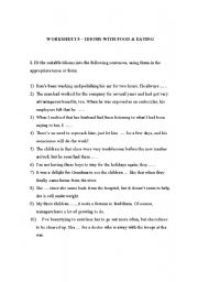 English worksheet: worksheet with idioms- food and eating