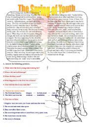 English Worksheet: the secret of youth