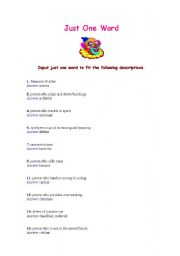 English Worksheet: just one word