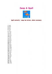 English Worksheet: swap and spell