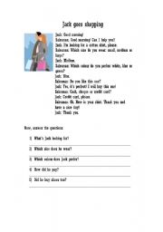 English worksheet: Jack goes shopping