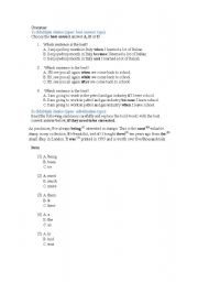 English Worksheet: simple grammar test
