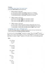 English worksheet: simple grammar test