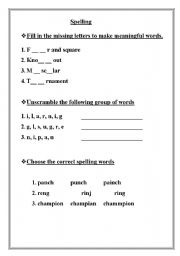 English worksheet: Spelling