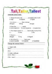 English worksheets: Tall ,Taller,Tallest