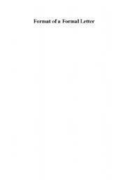 English Worksheet: Format of a Formal Letter