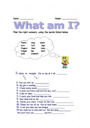 English worksheet: What am I ?