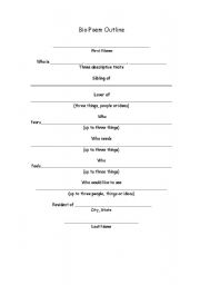 English worksheet: Bio Poem