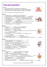 English Worksheet: Verbs plus Prepositions (with key) - For Adult Learners