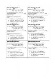 English Worksheet: introducing yourself