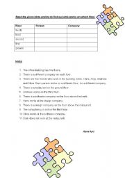 English Worksheet: The Office Building Puzzle