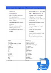 English Worksheet: Formal vs. Informal Business Emails/Letters