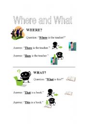 English worksheet: Where and What?