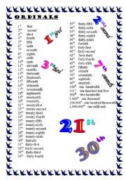 English Worksheet: Ordinals