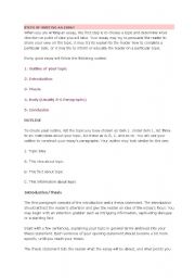 English worksheet: steps of writing an essay