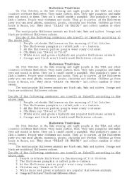 English Worksheet: Halloween Traditions