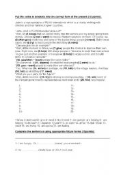 English worksheet: Present tense