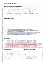 English Worksheet: CV template