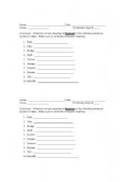 English Worksheet: Vocabulary Quiz
