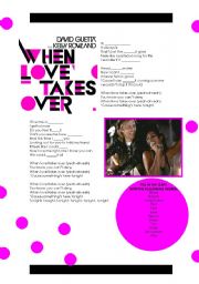 English Worksheet: when love takes over by David Guetta & kelly rowland