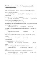 English Worksheet: Vocabulary Exercise
