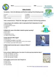 English Worksheet: Global warming video activity