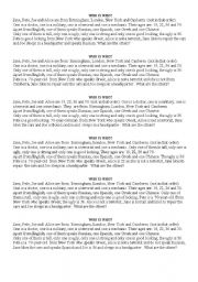 English Worksheet: Who is Who