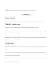 English worksheet: Animal Report