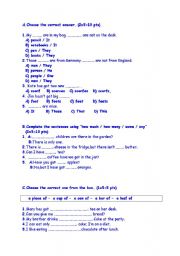 English Worksheet: Quiz for 6th Grade