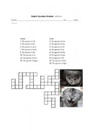 English Worksheet: OppositesCrossword