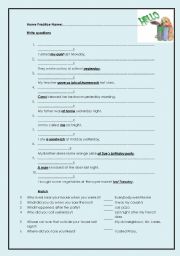 English Worksheet: Question Words & Simple Past