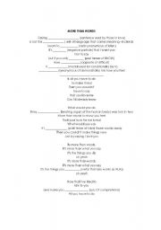 English worksheet: More than words lyrics and fill the blanks practice