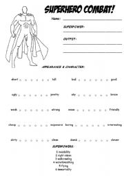 English Worksheet: Superhero Combat! Comparatives