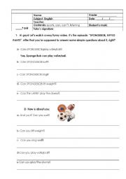 English Worksheet: SPONGE BOB