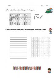 English Worksheet: Months and Days of the week