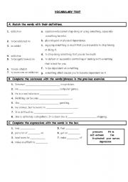 English Worksheet: Addictions