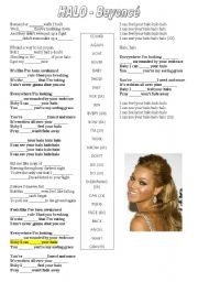 English Worksheet: halo - beyonc