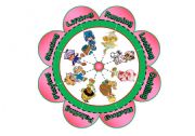 Verb Flower Puzzle with Strawberry Shortcake Characters (16 piece puzzle with 8 verbs)