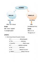 English worksheet: Past tense: regular or irregular verbs