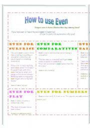 English Worksheet: How to use even!