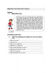 English Worksheet: SAHRING INFORMATION