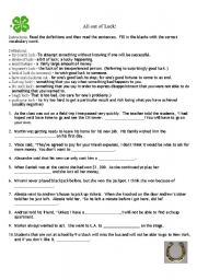 English worksheet: All the Luck!